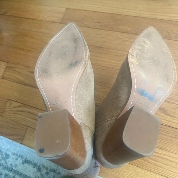 Marc Fisher Suede Pointed-Toe Block Heel Booties – Tan – Size 11 - Picture 9 of 9